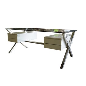 A Contemporary Chrome and White-Lacquered Desk