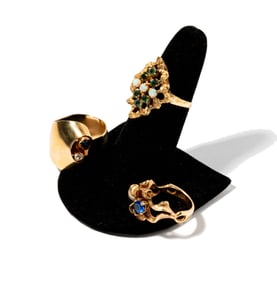 Janis Paige: Three 14 Karat Yellow Gold Gem-set Rings