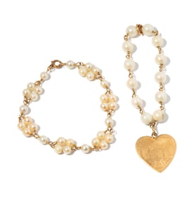 Janis Paige: Two 14 Karat Yellow Gold Pearl Bracelets
