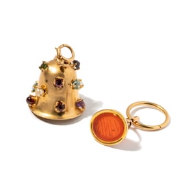 Janis Paige: Two 14 Karat Yellow Gold Gem-set Pendants