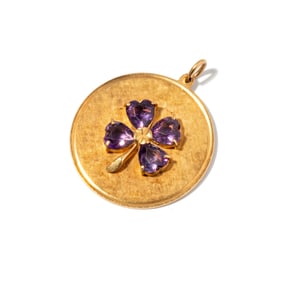Janis Paige: 14 Karat Yellow Gold, Amethyst Clover Pendant
