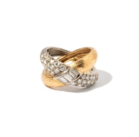 Janis Paige: 14 Karat White and Yellow Gold, Diamond Ring