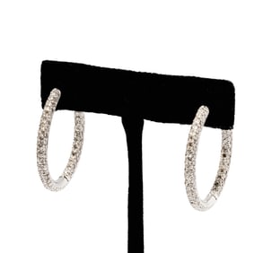 Janis Paige: 18 Karat White Gold Diamond Hoop Earrings