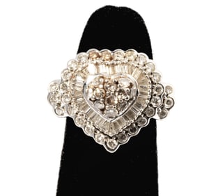 Janis Paige: 18 Karat White Gold Diamond Heart Ring