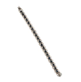 Janis Paige: 14 Karat White Gold, Diamond and Sapphire Bracelet