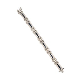 Janis Paige: 18 Karat White Gold Diamond and Sapphire Bracelet
