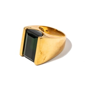 Janis Paige: 18 Karat Yellow Gold and Green Tourmaline Ring