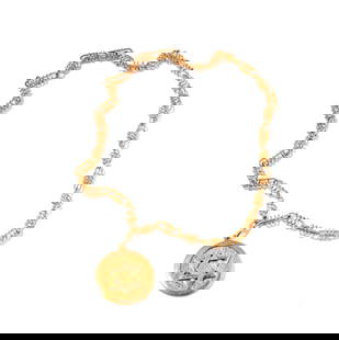 Janis Paige: 14 Karat Yellow Gold Star Of David Pendant Necklace: comprising one star of david engraved pendant measuring 39.80mm tall including bale, chain measuring 16-3/4 inches long by 6.10mm wide, necklace and pendant together weighing 36.2 grams; Pendant,