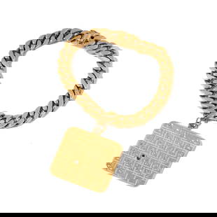 Janis Paige: Cartier 14 Karat Yellow Gold Curb link Bracelet With Calendar Charm: with one attached engraved pendant 'To Mom With Love From Her 1st Child Jody' bracelet measuring 7-1/4 inches long by 7.85mm wide, pendant measuring 35.85mm tall including bale, weighing 54.4 grams;