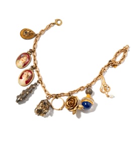 Janis Paige: Yellow Gold and Gold-tone Charm Bracelet