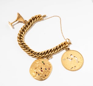 Janis Paige: Cartier 14 Karat Yellow Gold Charm Bracelet Gifted To Janis Paige By Bob Hope