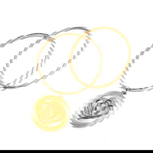 Janis Paige: Two 14 Karat Yellow Gold Bangle Bracelets: with on bangle attached fluted heart pendant engraved 'To My Valentine Love Poppa'; one oval bangle measuring 7-1/2 inches inside circumference by 2.45mm wide; together weighing 33 grams; Heart