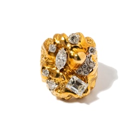 Janis Paige: A High Karat Yellow Gold Diamond Cluster Ring