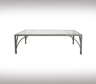 Janis Paige: A Hammered Metal and Glass Coffee Table