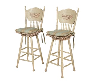 Janis Paige: A Pair of American Windsor-Style Painted Swivel Stools