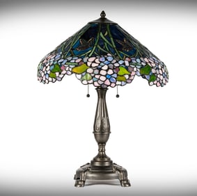 Janis Paige: A Tiffany-Style Butterfly Leaded Glass Table Lamp