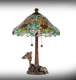Janis Paige: A Tiffany-Style Butterfly and Rose Table Lamp