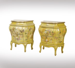 Janis Paige: A Pair of Italian Hand-Painted Bomb? Commodes