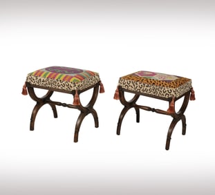 Janis Paige: A Pair of Regency-Style Curule-Form Stools