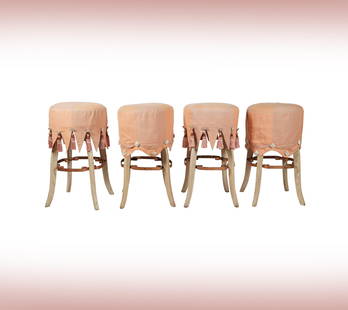 Janis Paige: A Set of Four Chet Beardsley Stools: 20th century 31 x 17 in. (78.7 x 43.2 cm.) Provenance: The Estate of Janis Paige, Bel Air CA