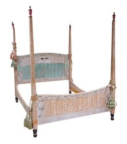 Janis Paige: A Painted Four-Poster Queen-Size Bed