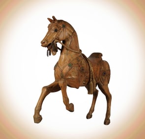 Janis Paige: A Josef Hubner Prancer Carved Wood Carousel Horse