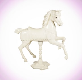 Janis Paige: A Josef Hubner White-Painted Carved Wood Carousel Horse