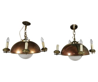 Janis Paige: A Pair of Iron and Copper Ceiling Light Fixtures