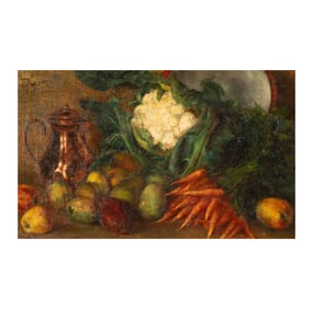 Janis Paige: Continental School: Still Life with Pitcher and Vegetables
