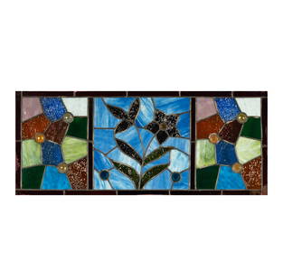 Janis Paige: A Vintage Leaded Glass Window: with assorted 1" crystal balls throughout 19 1/4 x 40 in. (48.9 x 101.6 cm.) Provenance: The Estate of Janis Paige, Bel Air CA