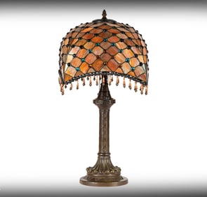 Janis Paige: A Tiffany-Style Amber Beaded Table Lamp
