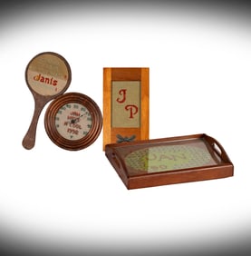 Janis Paige: A Group of Personalized Needlepoint Decorative Items