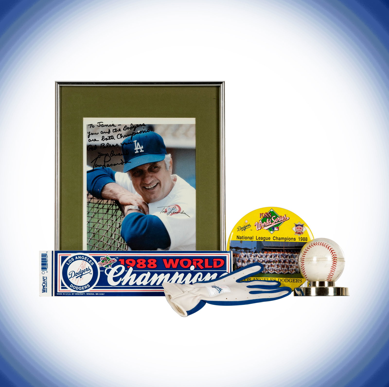 Janis Paige: A Group of Dodger Memorabilia with Signed Dedication from Tommy Lasorda (1 of 12)