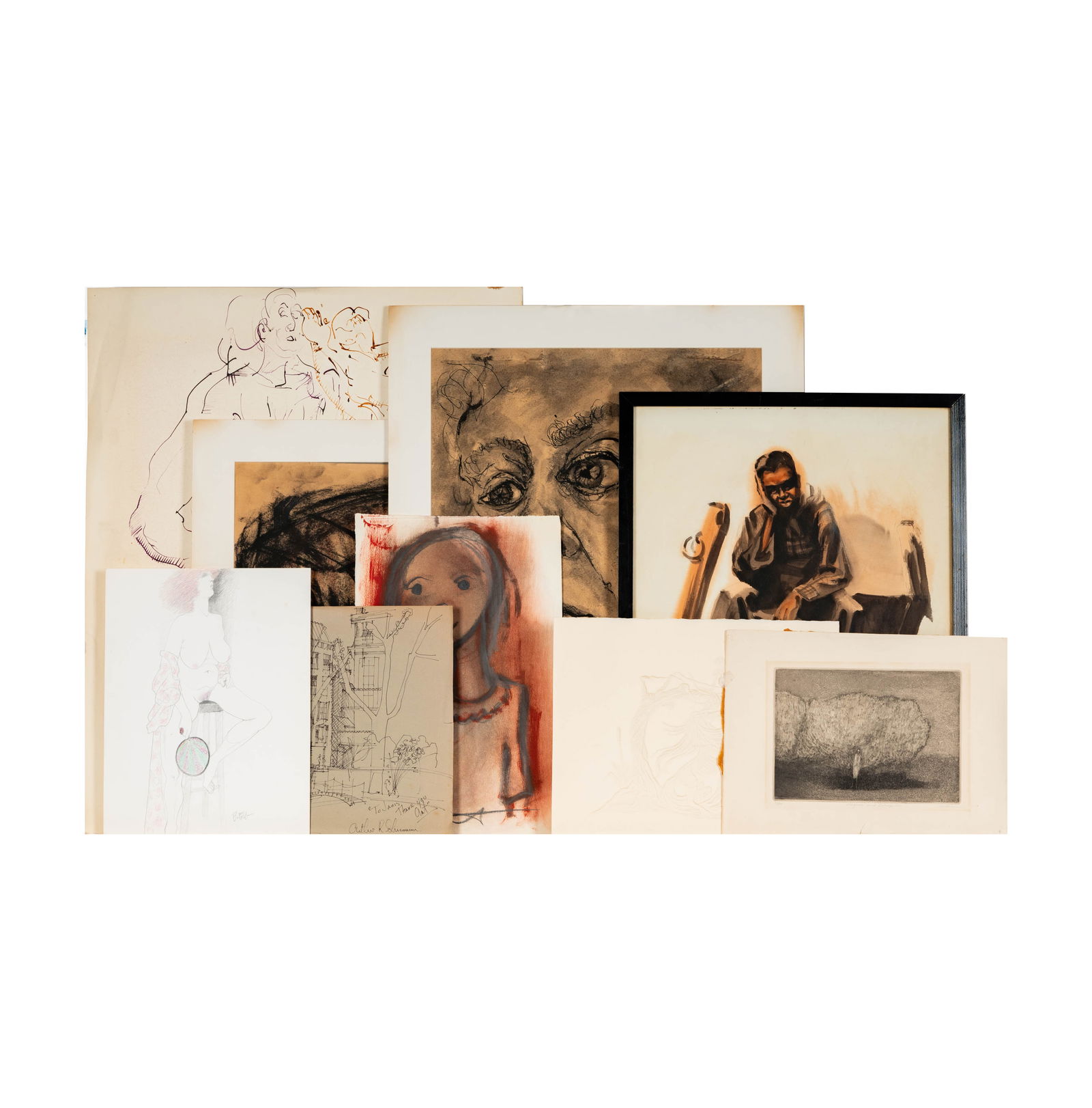 Janis Paige: A Group of Artworks on Paper: consisting of embossed etching by Ed Morgan (American, 1943 - 2014), signed, numbered, and titled, two works by Phil Youngman, signed lower right, an etching by Harold Altman (American, 1924 - 2003),