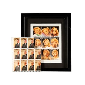 Janis Paige: A Group of Vintage Marilyn Monroe and Lyndon B. Johnson Stamps