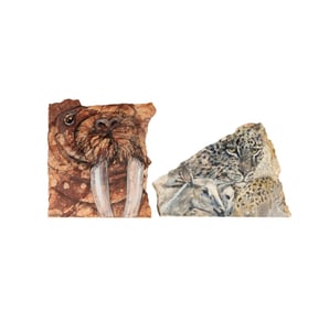 Janis Paige: Two Nan Lee Signed Painted Stone Slabs