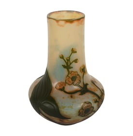 A Daum Nancy Cameo Glass Butterfly Vase