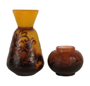 Two Emile Galle Cameo Glass Vases