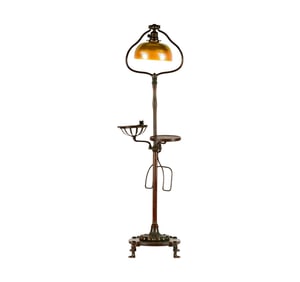 A Tiffany Studios Bronze and Favrile Glass Floor Lamp