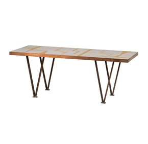 A Mid Century Modern Mosaic and Brass Coffee Table