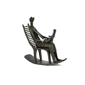 Attributed to Henry Moore, 1898-1986, Mother and Child on Ladderback Rocking Chair