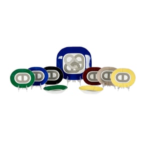 8 Hermes Rallye 24 Porcelain Bowls and a Platter