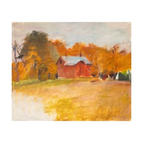 Wolf Khan, 1927 - 2020, Barber House in Fall