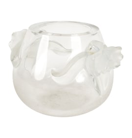 A Lalique Orchidee Clear and Frosted Glass Vase