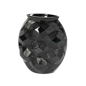 A Lalique Tortue Black Glass Vase