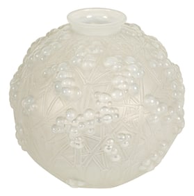A Rene Lalique Druides White Opalescent Glass Vase
