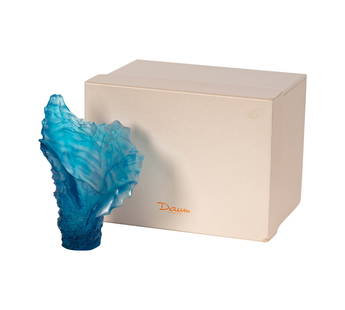 A Daum Coral Sea Pate de Verre Vase: etched "Daum France" and numbered 206 to underside, 9 in. (22.9 cm.) high; with original box, 9 x 12 x 9 in. (22.9 x 30.5 x 22.9 cm.) Provenance: The Estate of Amalia Wechselmann, Beverly Hills