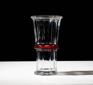 A Baccarat Harcourt Clear and Red Crystal Vase