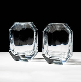 A Pair of Baccarat Crystal Octogone Vases