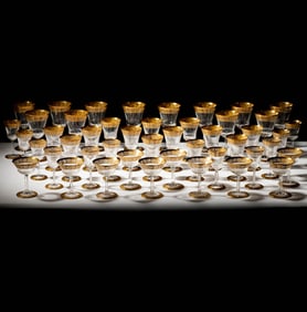 A Saint Louis Thistle Gilt Crystal Drinks Service